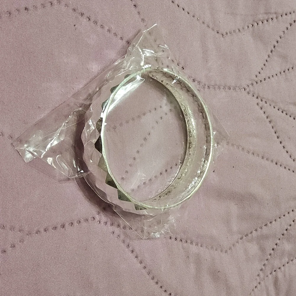 Silver Geometric Patterned Cuff Bracelet
